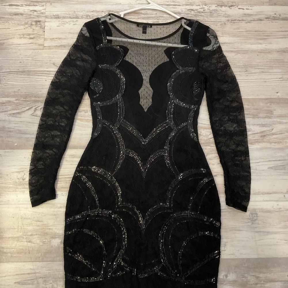 Express Black Sequence NYE Dress EUC